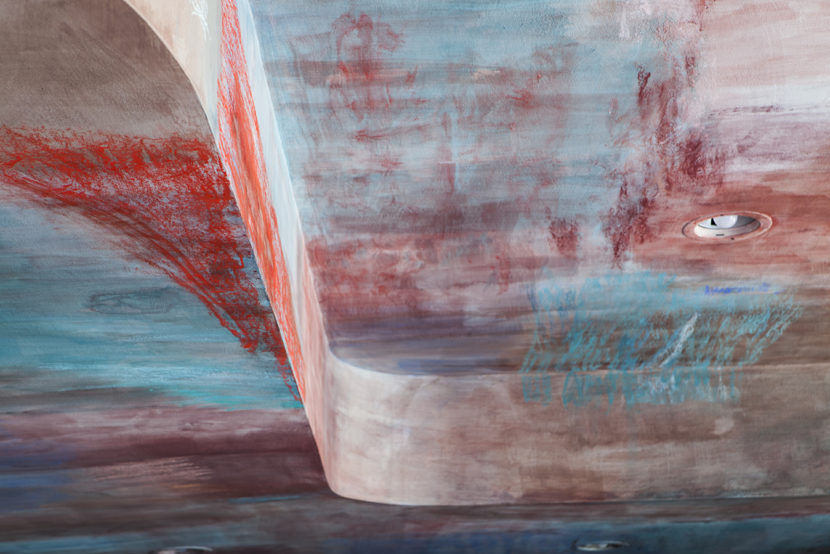 Grazia Lombardi: soffitto dipinto; calce; pastelli secchi; acquerelli; pittura astratta